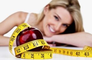 Apfel und Zentimeter zur Gewichtsreduktion